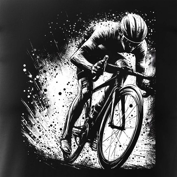 Koszulka z kolarzem kolarz kolarska dla rowerzysty z kolarką rowerem męska czarna REGULAR M zdjęcie 2