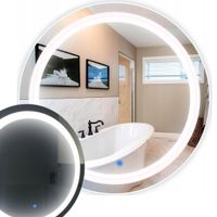 OKRĄGŁE LUSTRO Z POŚWIETLENIEM LED LAMPA DO ZAWIESZENIA 80CM BEZ RAMY KOŁKI