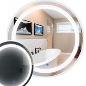 OKRĄGŁE LUSTRO Z POŚWIETLENIEM LED LAMPA DO ZAWIESZENIA 80CM BEZ RAMY KOŁKI