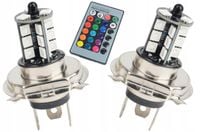 ŻARÓWKA 2szt ŻARÓWKI LED RGB H4 SMD 5050 TUNING ZMIANA 16 KOLORÓW + PILOT