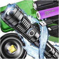 MOCNA LATARKA TAKTYCZNA LED XHP90 ZOOM WODOODPORNA USB ŚWIECI 1500M