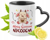 Kubek Czarny Z Uszkiem W Kształcie Serca Dla Nikodema Idealny Na Prezent