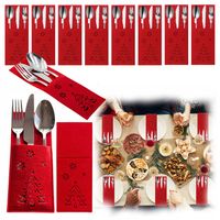 Pokrowce na Sztućce Świąteczne 10 sztuk Etui z kieszonką Dekoracje na Stół