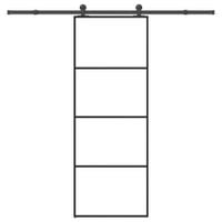 Drzwi przesuwne z osprzętem, szkło ESG i aluminium, 76x205 cm