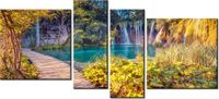 120CM 55 OBRAZ 4 ELEM JEZIORO PLITVICE JESIENIĄ ŚCIENNY