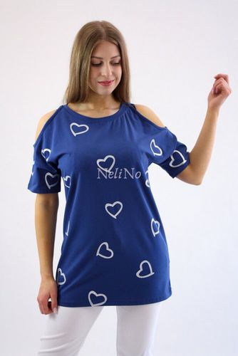 Koszulka w srebrne serduszka z wyciętymi ramionami Sonia Granatowa UNI na Arena.pl