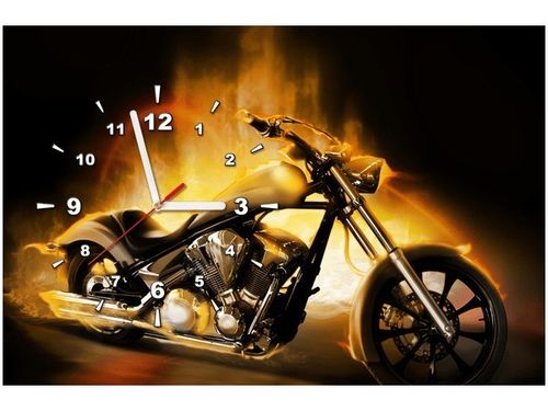 60CM 40CM ZEGAR OBRAZ MOTOCYKL OGNIU DRUK PŁÓTNO RAMA na Arena.pl