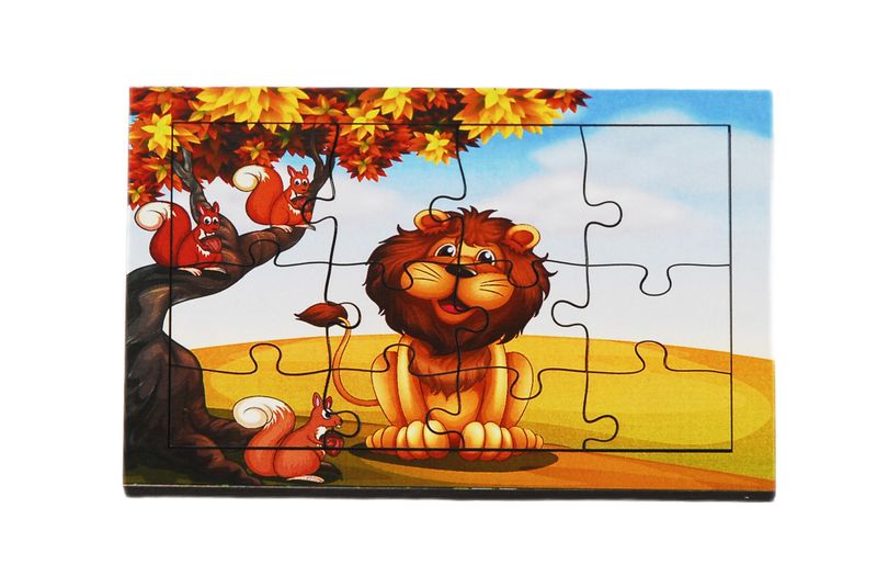 Drewniana kolorowa układanka dla dzieci Zabawka PUZZLE ZWIERZĘTA 12 el zdjęcie 1