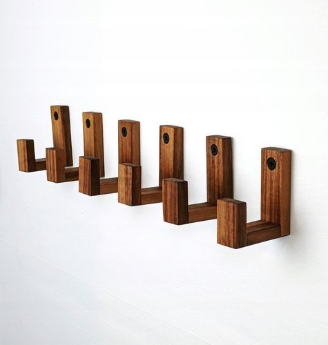 Drewniany Haczyk na Ubrania Garderoby Ścienny na Torebki Naturalny Orzech na Arena.pl