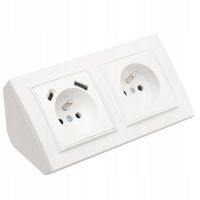 GNIAZDO PODWÓJNE MEBLOWE NAROŻNE BIURKOWE KUCHENNE BLATOWE USB TYP C BIAŁE