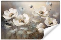 Fototapeta Ścienna ABSTRAKCJA Białe Maki Kwiaty Motyle 90cm x 60cm