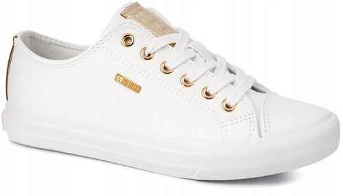 BIG STAR DAMSKIE BIAŁE TRAMPKI ZE ZŁOTYM TEKSTYLNE KLASYCZNE EKOSKÓRA r. 39 na Arena.pl