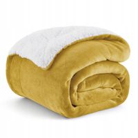 Bedsure Koc Sherpa Fleece 150x200 cm Musztardowy, Miękki
