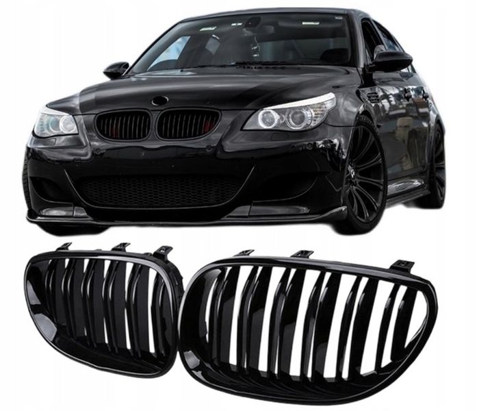 BMW E60 E61 GRILL NERKI M5 CZARNY POŁYSK 2003-2010 zdjęcie 1