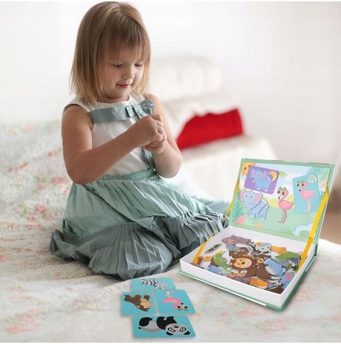 Książka układanka magnetyczna edukacyjna Safari Zwierzęta ZOO dla Dzieci na Arena.pl