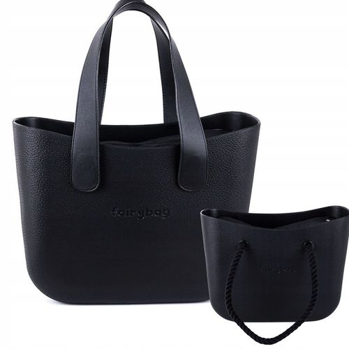 TOREBKA DAMSKA TORBA NA RAMIĘ GUMOWA JELLYBAG 2 ZESTAWY RĄCZEK CZARNA na Arena.pl