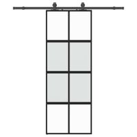 Drzwi przesuwne z zestawem okuć czarne 76x205cm szkło hartowane