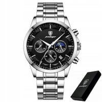 SREBRNY ZEGAREK MĘSKI NA BRANSOLECIE POEDAGAR CHRONOGRAF PUDEŁKO DATOWNIK