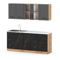 Kuchnia Mała Modułowa Nowoczesna Blat Rest 2.0m Wotan Szary San Sebastian