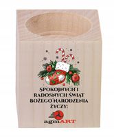 ŚWIECZNIK drewniany NADRUK UV TWOJE LOGO ŚWIĄTECZNY reklamowy gadżet