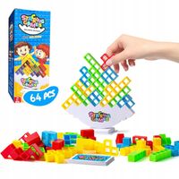 GRA edukacyjna układanka TETRA TOWER dla dzieci wieża 3D TETRIS 64 KLOCKÓW