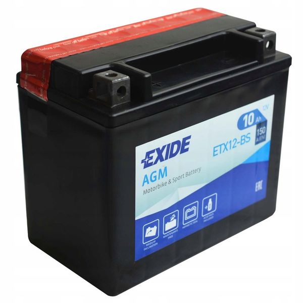 EXIDE ETX12-BS / YTX12-BS 12V 10Ah 150A L+ zdjęcie 3