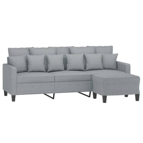 3-osobowa sofa z podnóżkiem, jasnoszara, 180 cm, tkaniną na Arena.pl