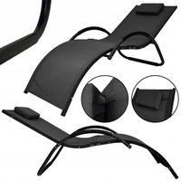 LEŻAK ALUMINIOWY OGRODOWY MOCNY FOTEL LEŻANKA ZERO GRAVITY SWING CZARNY