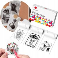 Biały papier termiczny bez klej do Phomemo T02 M02x 53mmx6,5m notatki 10lat