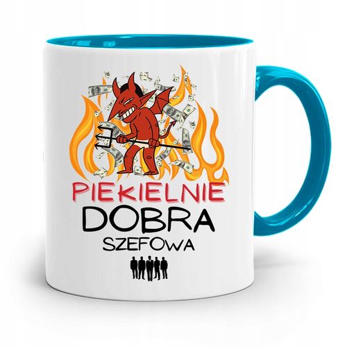 Kubek Błękitny Dla Szefa Piekielnie Dobra Prezent Z Nadrukiem Ze Zdjęciem na Arena.pl