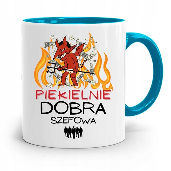 Kubek Błękitny Dla Szefa Piekielnie Dobra Prezent Z Nadrukiem Ze Zdjęciem zdjęcie 1
