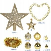 BOMBKI OZDOBY CHOINKOWE 66szt GWIAZDKI ZŁOTY