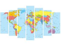 80CM 140CM OBRAZ 7 ELEM MAPA ŚWIATA ŚCIENNY