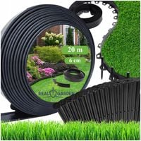OBRZEŻE TRAWNIKOWE ELASTYCZNE OGRODOWE CZARNE 60x50mm 20m + 60 KOTW
