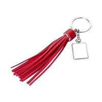 Brelok prostokątny z długimi frędzlami - czerwony do sublimacji