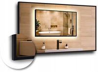 LUSTRO LED 80x60cm W CZARNEJ RAMIE ALUMINIOWEJ MAT LOFTOWE WODOODPORNE LEDY