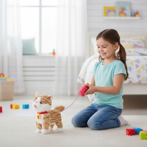 Kotek interaktywny pluszowy na smyczy akumulator USB funkcje dźwięk ruch na Arena.pl