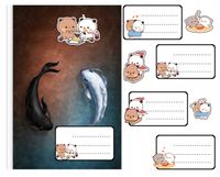 NAKLEJKI NA ZESZYT ZESZYTY NALEPKA 8szt - BUBU LOVES DUDU WZORY + GRATIS