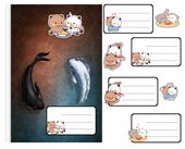 NAKLEJKI NA ZESZYT ZESZYTY NALEPKA 8szt - BUBU LOVES DUDU WZORY + GRATIS