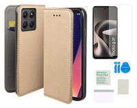 Etui z klapką do MOTOROLA MOTO G37 pokrowiec złoty case + folia ochronna