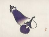 Plakat 100x75cm Eggplants, Kōno Bairei Japoński Vintage do Salonu