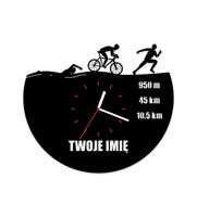 Zegar ścienny z płyty winylowej Triathlon 1/4 IM z imieniem 89.8