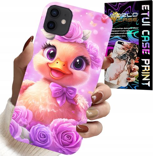ETUI DO IPHONE 13 MINI - SŁODKA KACZUCHA, KACZKA NA RÓŻOWYM TLE na Arena.pl