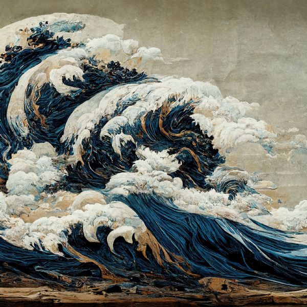 Fototapeta OCEAN Fale Japoński Styl Retro 180cm x 120cm zdjęcie 4