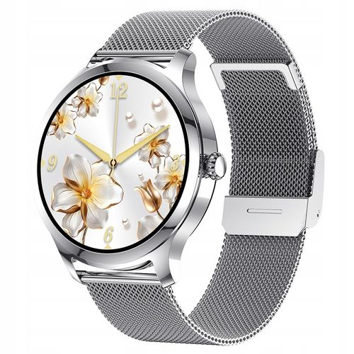 SMARTWATCH DAMSKI DLA KOBIETY MENU PL ROZMOWY SMART WATCH SREBRNY 2 PASKI na Arena.pl