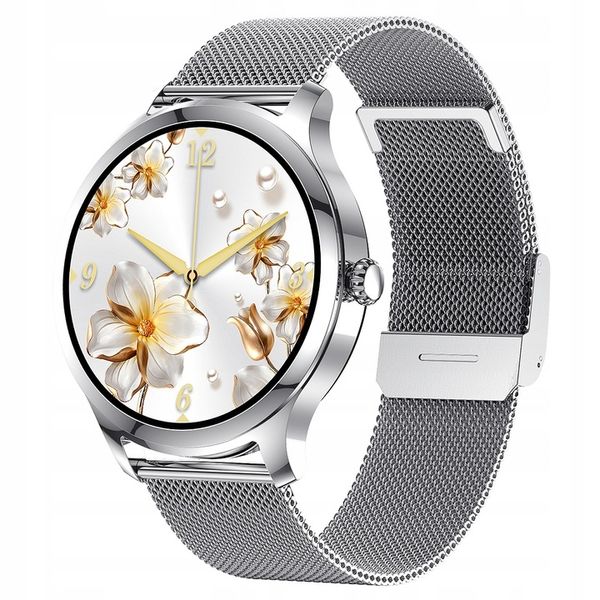 SMARTWATCH DAMSKI DLA KOBIETY MENU PL ROZMOWY SMART WATCH SREBRNY 2 PASKI zdjęcie 11