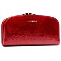 PETERSON portfel damski skórzany lakierowany z biglem P210 czerwony