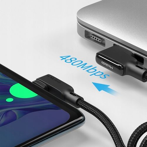 MCDODO KABEL KĄTOWY USB-C SPIRALNY SPRĘŻYNOWY SZYBKIE ŁADOWANIE TYP C LED na Arena.pl