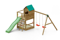 Plac zabaw ogrodowy DUMO Leśna Baza 4 z huśtawkami i zjeżdżalnią