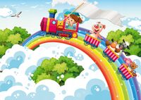 FOTOTAPETA dla dziecka PLAC ZABAW TĘCZA POCIĄG